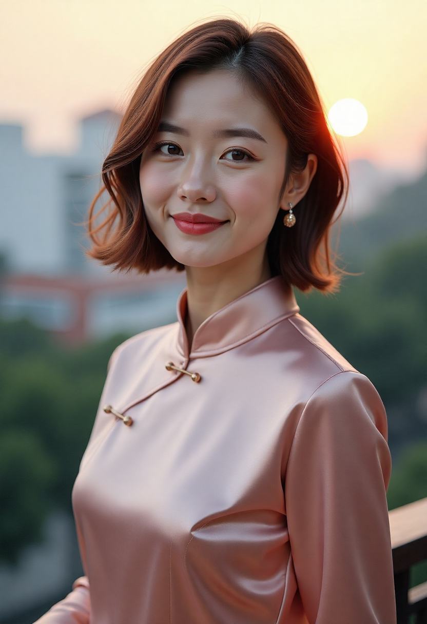 山间石桥和薄雾